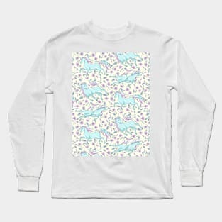 Mystical Unicorn Floral Pattern Long Sleeve T-Shirt